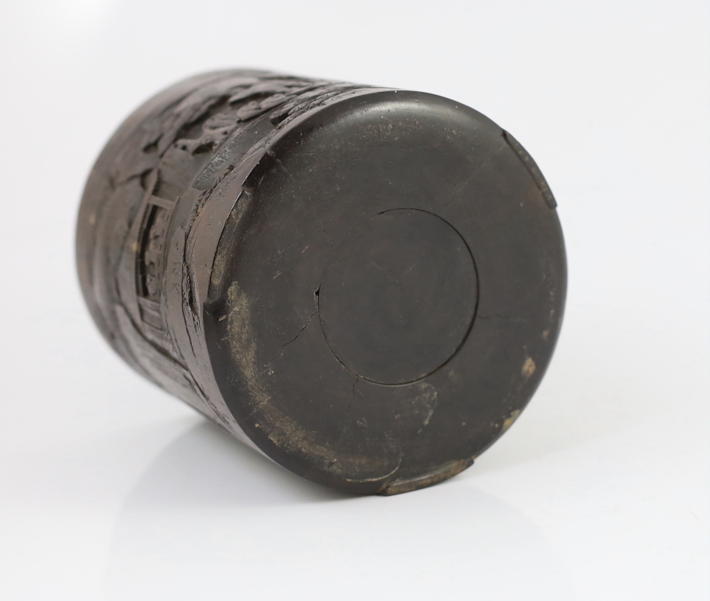 A Chinese hardwood brushpot, bitong, 19th century, possibly zitan